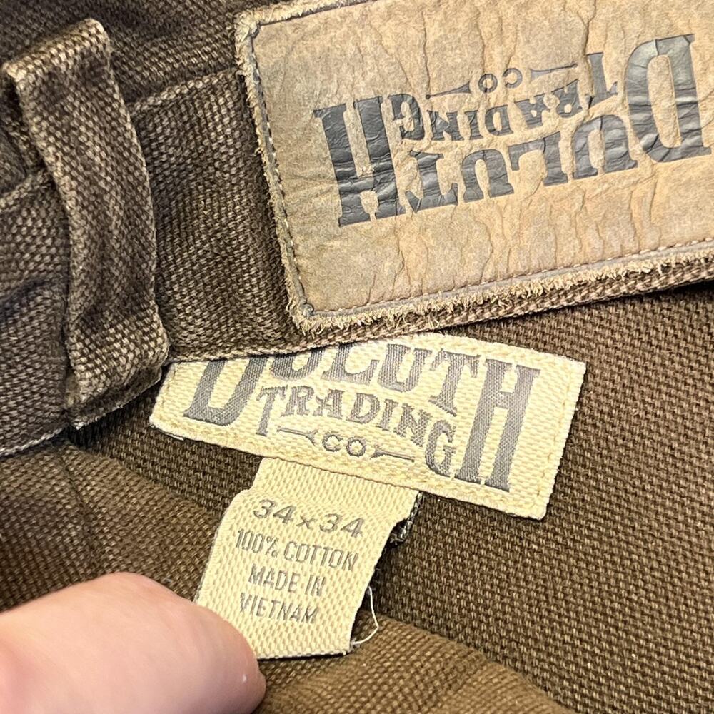 Duluth Trading Co Pants Mens 34x34 Brown Canvas Khakis Relaxed Fit Workwear - Picture 7 of 12